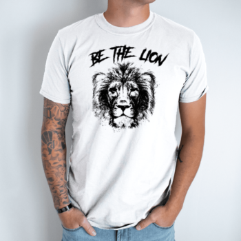 Unisex marškinėliai su spauda „Būk liūtas“