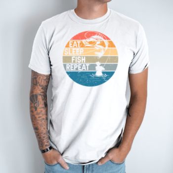 Unisex marškinėliai su spauda „Fish-Repeat“