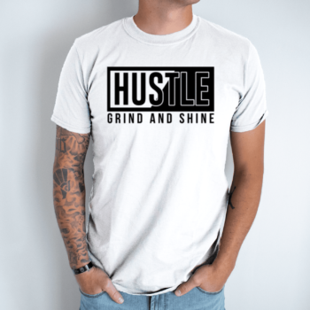 Unisex marškinėliai su spauda „Hustle“
