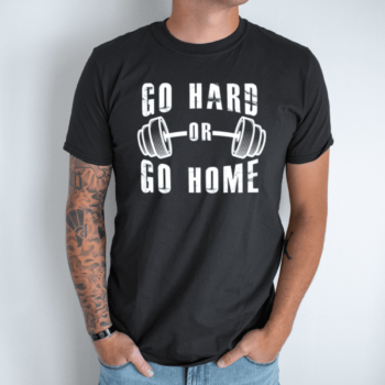 Unisex marškinėliai su spauda „Go Hard“