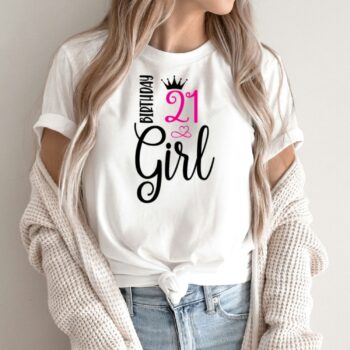 Unisex marškinėliai su spauda „Girl 21“