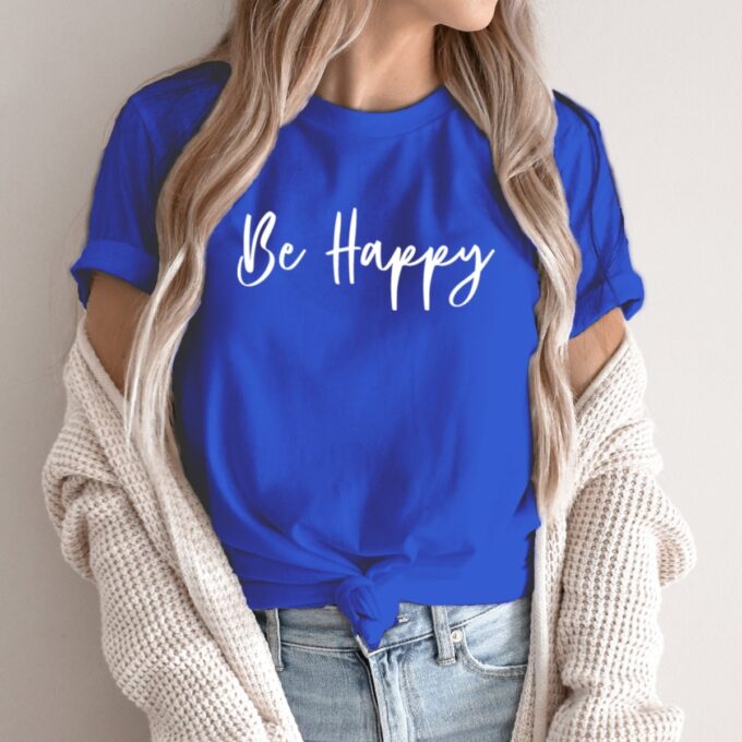 Unisex marškinėliai su spauda „Be Happy“ - Image 3