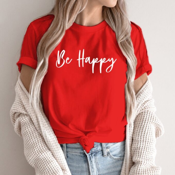 Unisex marškinėliai su spauda „Be Happy“ - Image 4