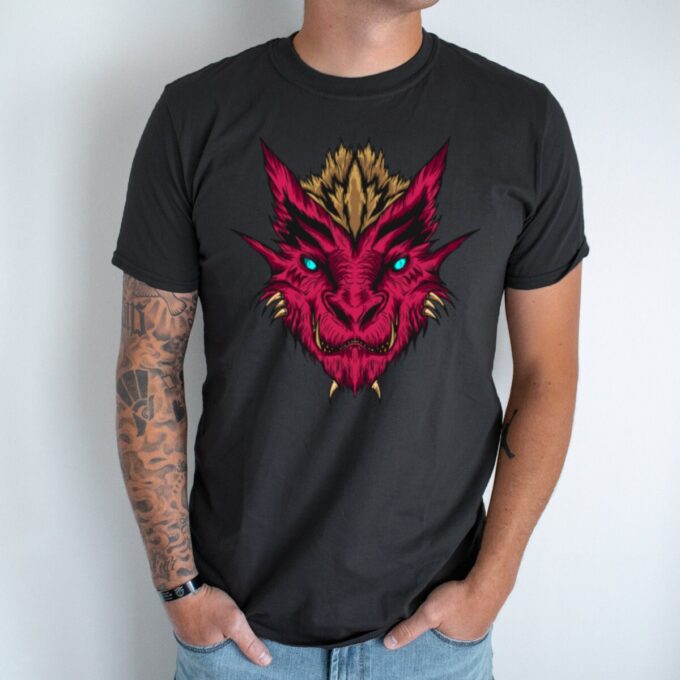Unisex marškinėliai su spauda „Žydraakis Drakonas“ - Image 2
