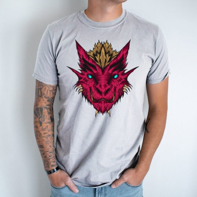 Unisex marškinėliai su spauda „Žydraakis Drakonas“ - Image 3