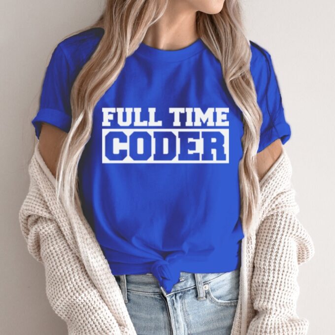 Unisex marškinėliai su spauda „Full Time Coder“ - Image 2