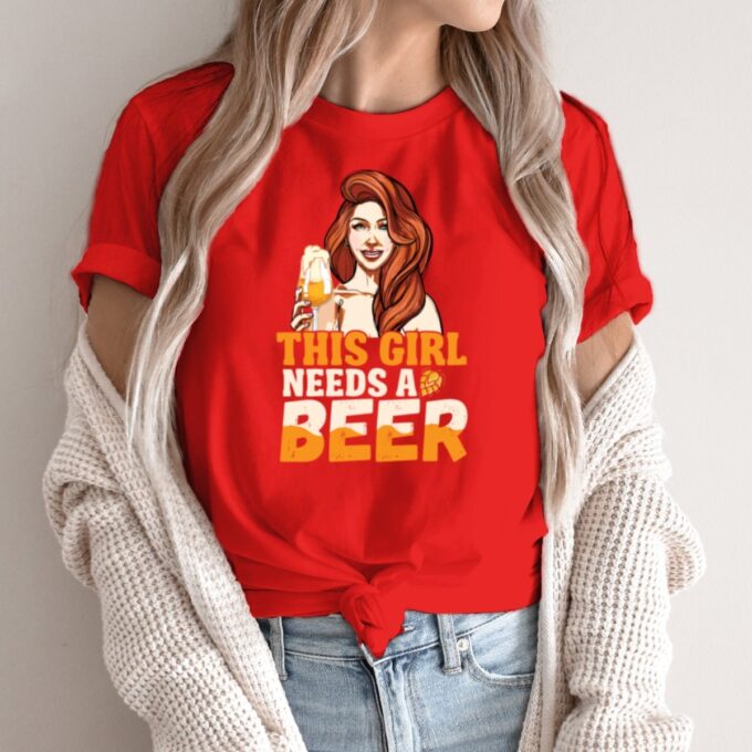Unisex marškinėliai su spauda „Girl need a Beer“ - Image 3