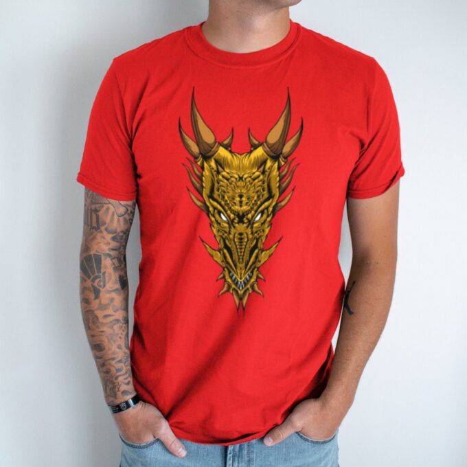 Unisex marškinėliai su spauda „Auksinis Drakonas“ - Image 4