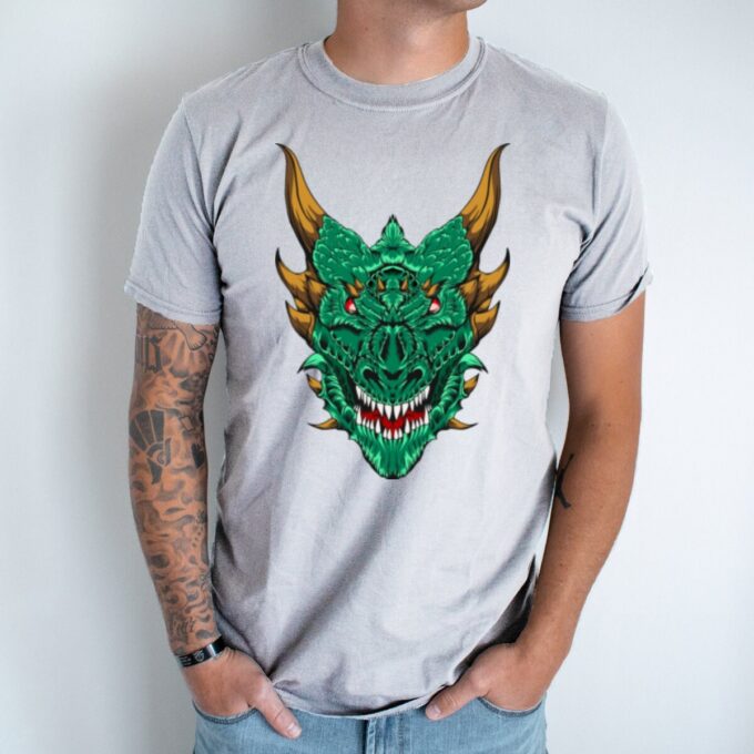 Unisex marškinėliai su spauda „Žalias Drakonas“ - Image 3