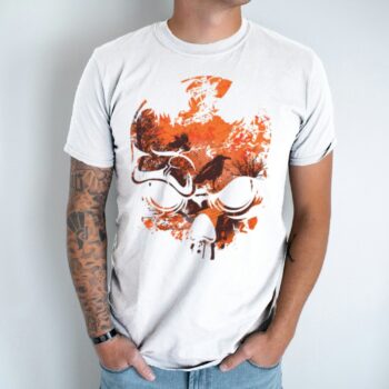 Unisex marškinėliai su spauda „Gamtos Kaukolė“