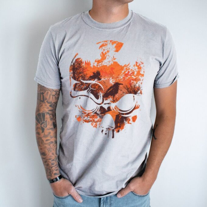 Unisex marškinėliai su spauda „Gamtos Kaukolė“ - Image 3