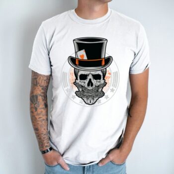Unisex marškinėliai su spauda „Pokerio kaukolė“