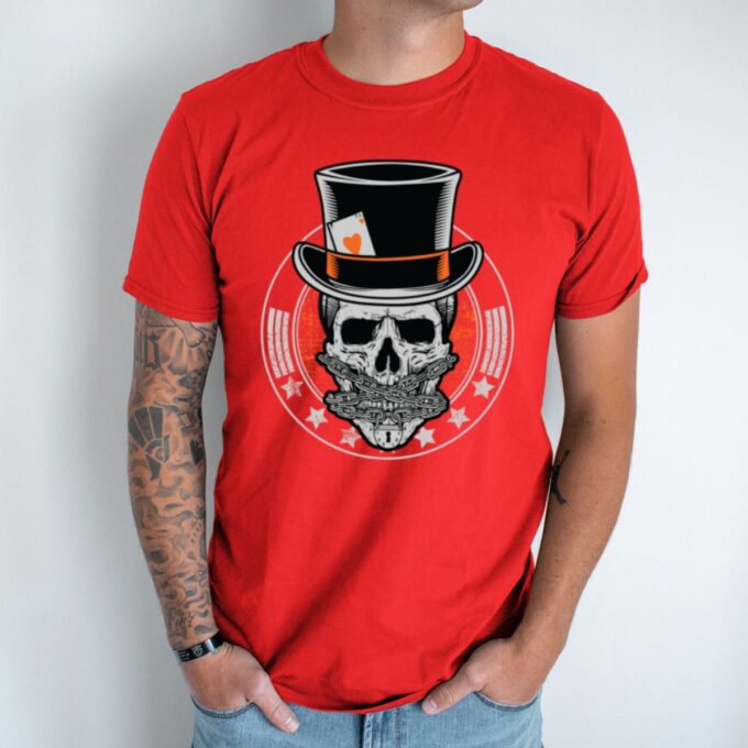 Unisex marškinėliai su spauda „Pokerio kaukolė“ - Image 4