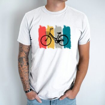 Unisex marškinėliai su spauda „Retro dviratis“