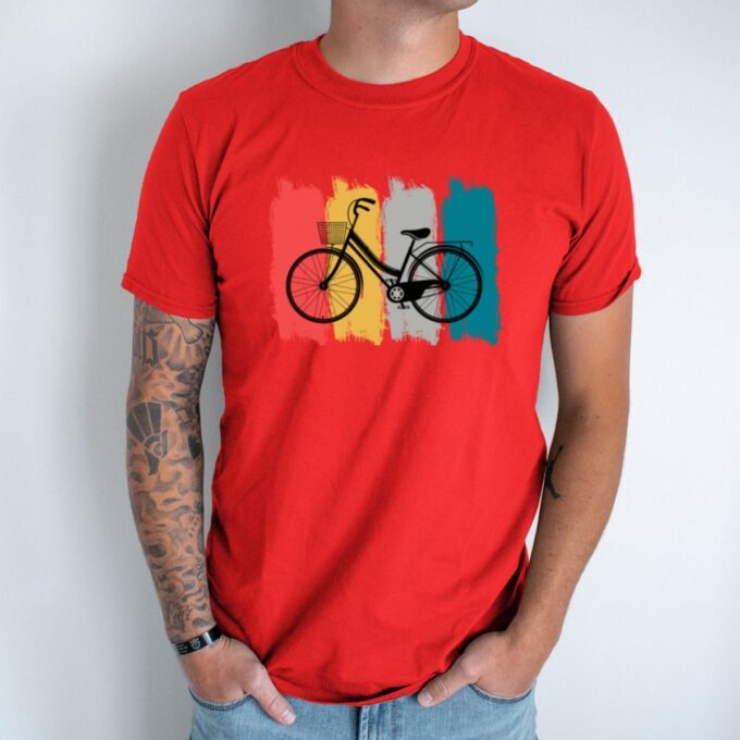Unisex marškinėliai su spauda „Retro dviratis“ - Image 5