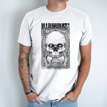 Unisex marškinėliai su spauda „Baisus skeletas“