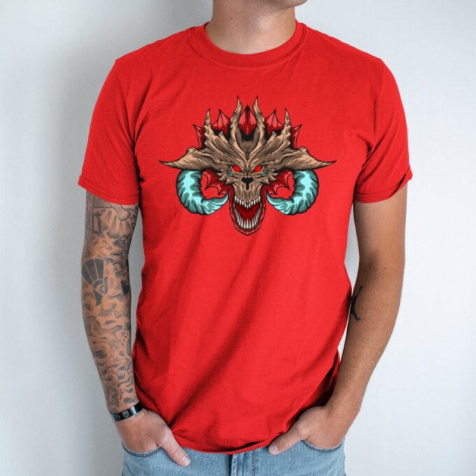 Unisex marškinėliai su spauda „Raguotas drakonas“ - Image 6