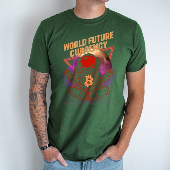 Unisex marškinėliai su spauda „Pasaulinė valiuta - Bitcoinas“ - Image 5