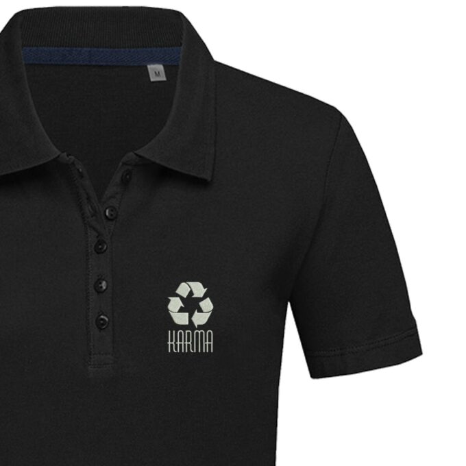 Moteriški polo marškinėliai „Karma“ - Image 2