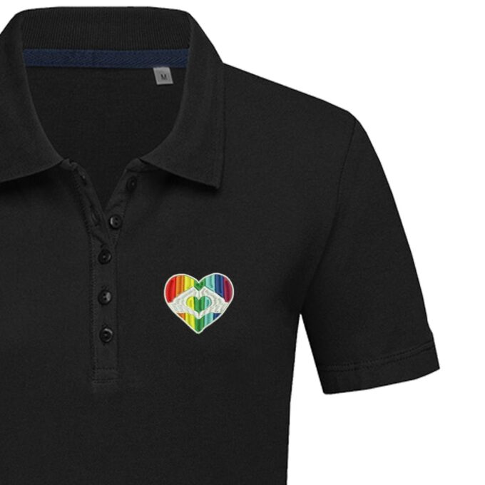 Moteriški polo marškinėliai „LGBT širdutė“ - Image 2