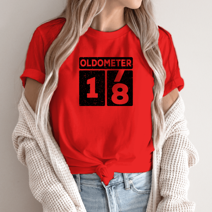 Unisex marškinėliai su spauda „Oldometer 18“ - Image 9