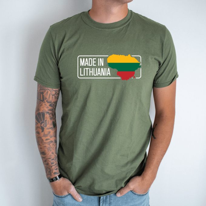 Unisex marškinėliai su spauda „Made in Lithuania“ - Image 2