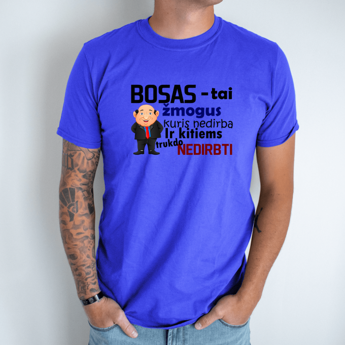 Unisex marškinėliai su spauda „Bosas - tai...“ - Image 5