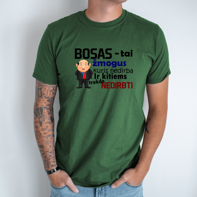 Unisex marškinėliai su spauda „Bosas - tai...“ - Image 4