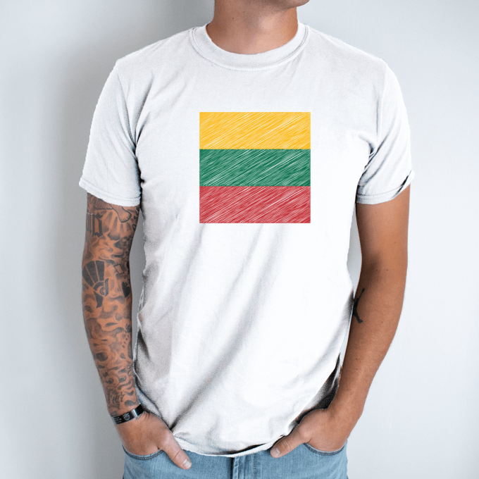 Unisex marškinėliai su spauda „Lietuvos vėliava“ - Image 2
