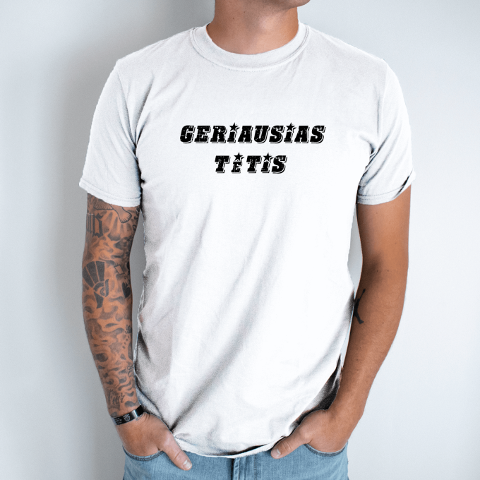 Unisex marškinėliai su spauda „Geriausias Tėtis“ - Image 2