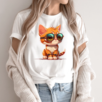 Unisex marškinėliai su spauda „Stilingas Katinas“