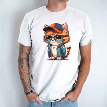 Unisex marškinėliai su spauda „Stilingas Katinėlis“