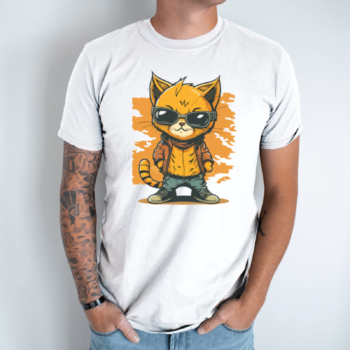 Unisex marškinėliai su spauda „Kietas Katinėlis“