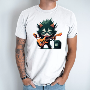 Unisex marškinėliai su spauda „Katinas Rockeris“