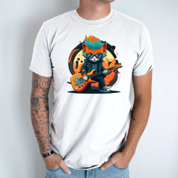 Unisex marškinėliai su spauda „Katinas Rokeris“