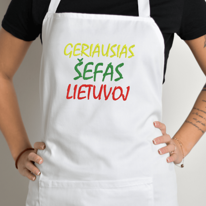 Siuvinėta prijuostė „Geriausias Šefas Lietuvoj“ - Image 2