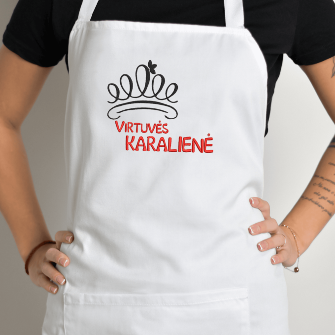 Siuvinėta prijuostė „Virtuvės Karalienė“