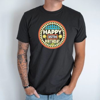 Unisex marškinėliai su spauda „Happy 35th“