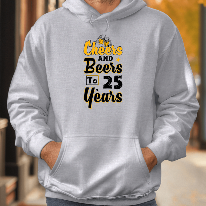 Unisex džemperis su spauda „Cheers to 25 Years“
