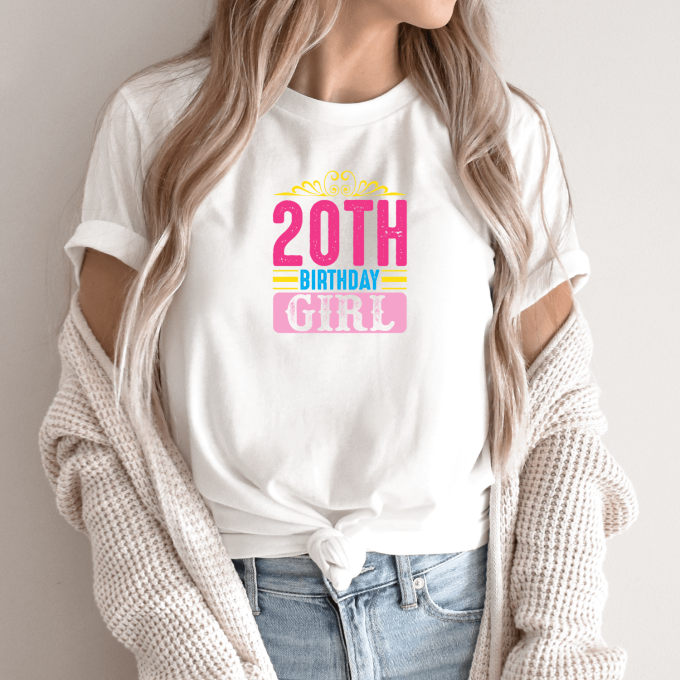 Unisex marškinėliai su spauda „20th Birthday Girl“ - Image 2