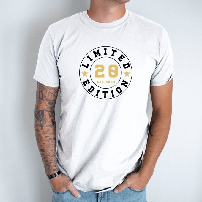 Unisex marškinėliai su spauda „20th Birthday Limited Edition“ - Image 2