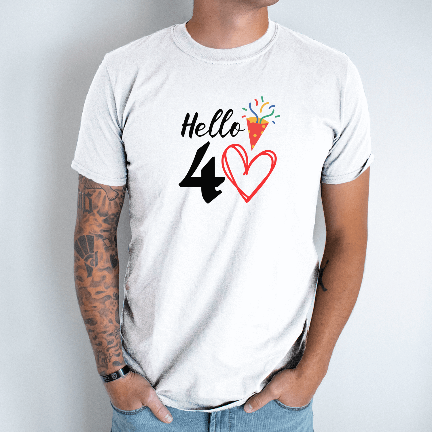 Unisex marškinėliai su spauda „Hello 40“