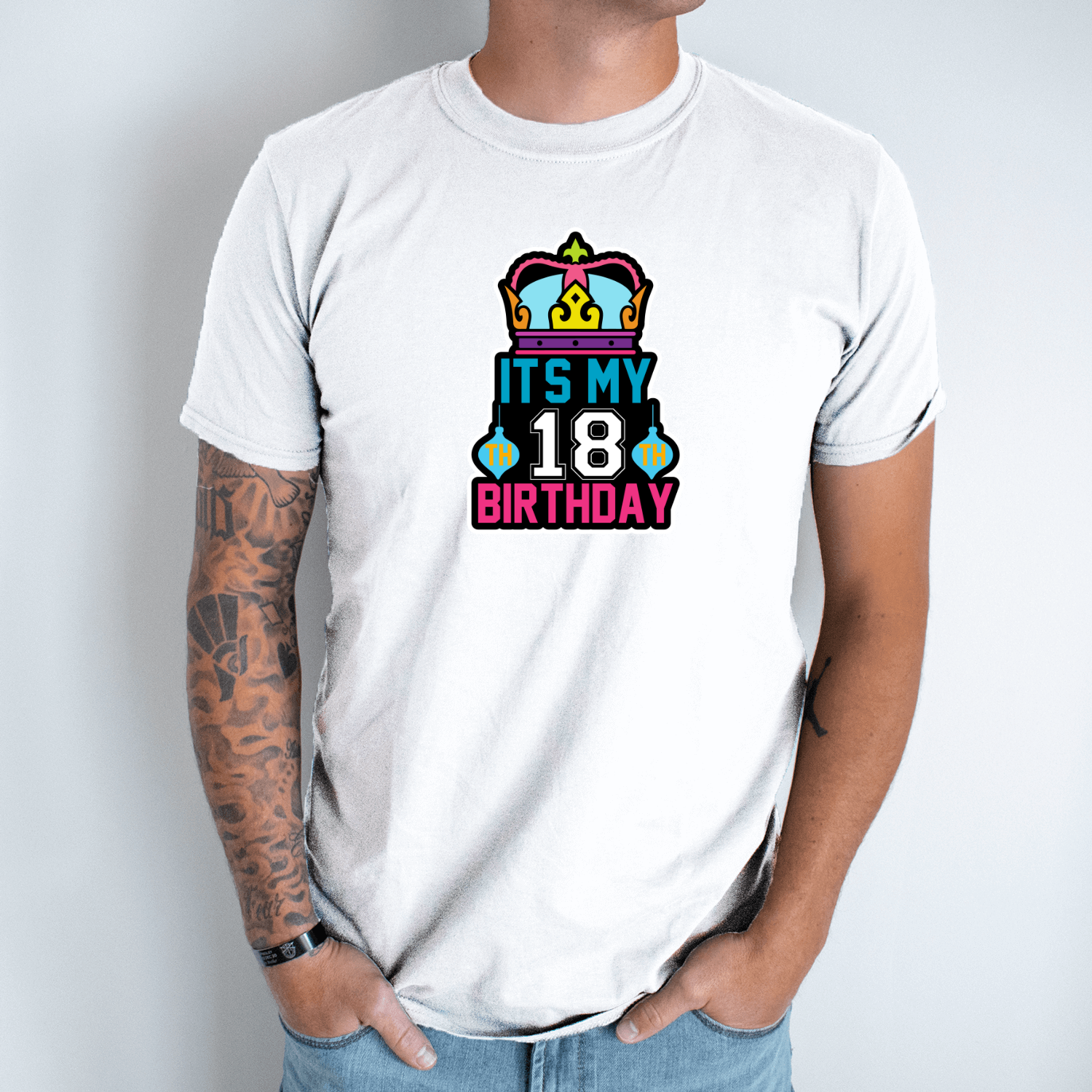 Unisex marškinėliai su spauda „It's my 18 birthday“ - Image 2