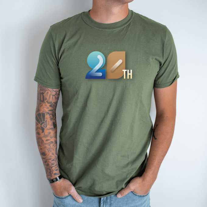 Unisex marškinėliai su spauda „20th“ - Image 3
