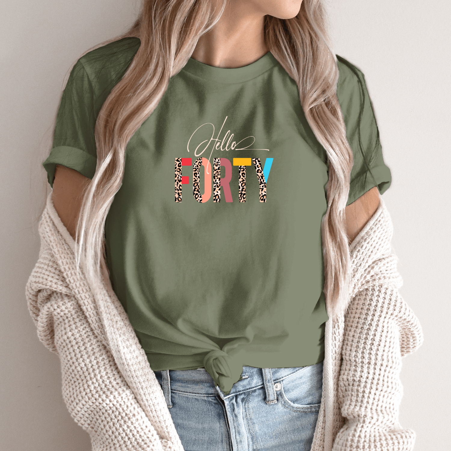 Unisex marškinėliai su spauda „Hello Forty“ - Image 2