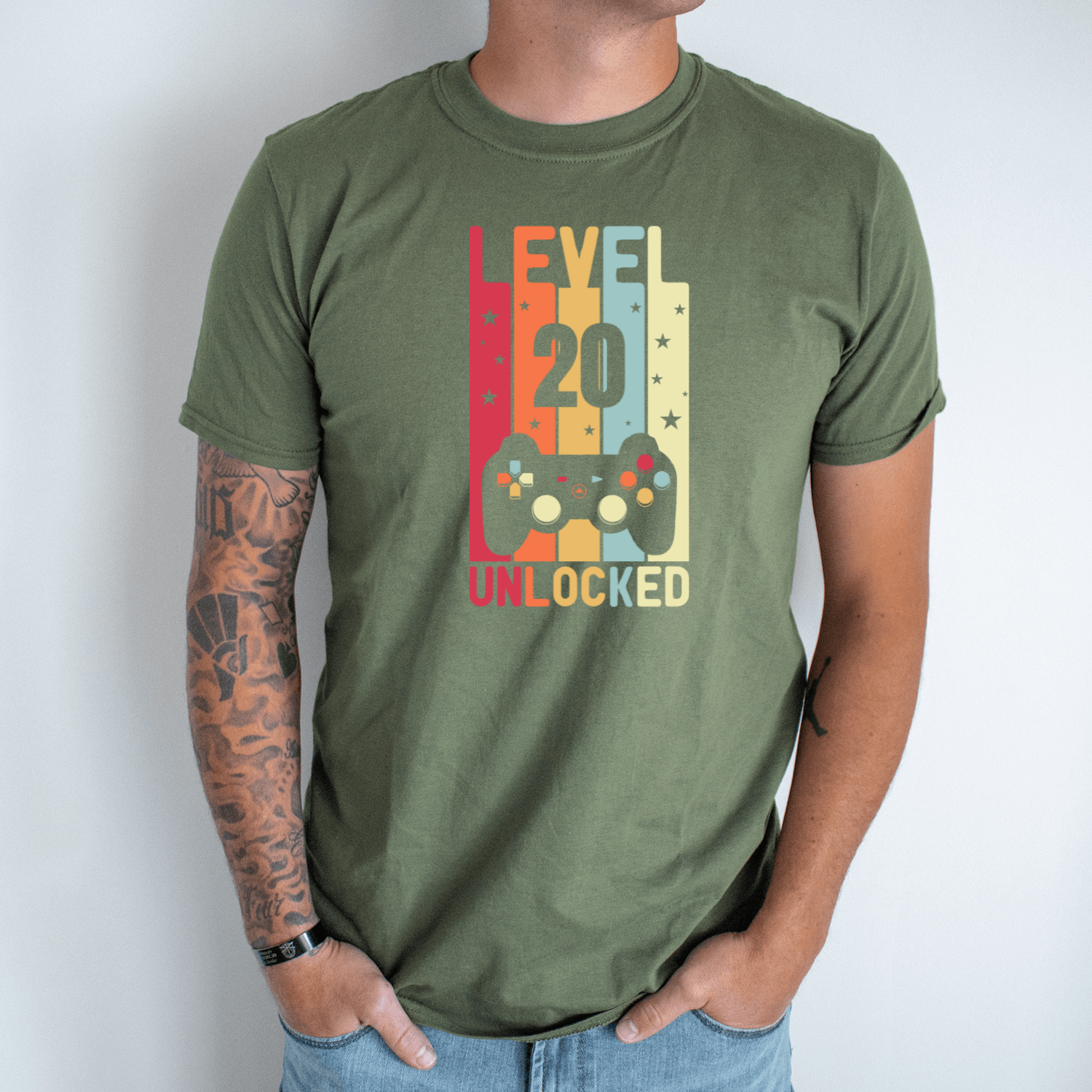 Unisex marškinėliai su spauda „Level 20 Unlocked“ - Image 2