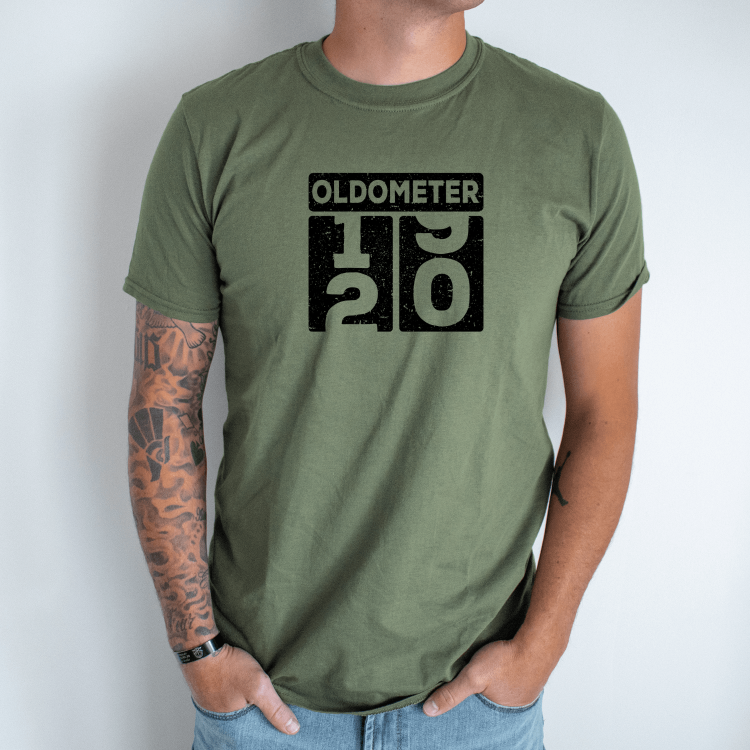 Unisex marškinėliai su spauda „Oldometer 20“ - Image 2