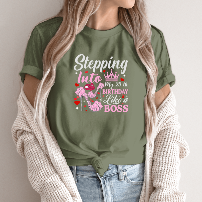 Unisex marškinėliai su spauda „Stepping into my 25th“ - Image 2