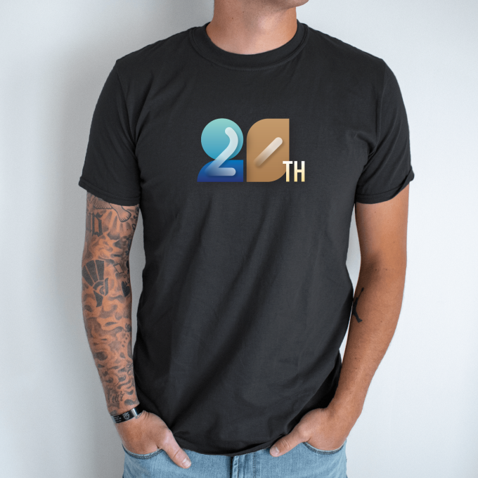Unisex marškinėliai su spauda „20th“ - Image 8