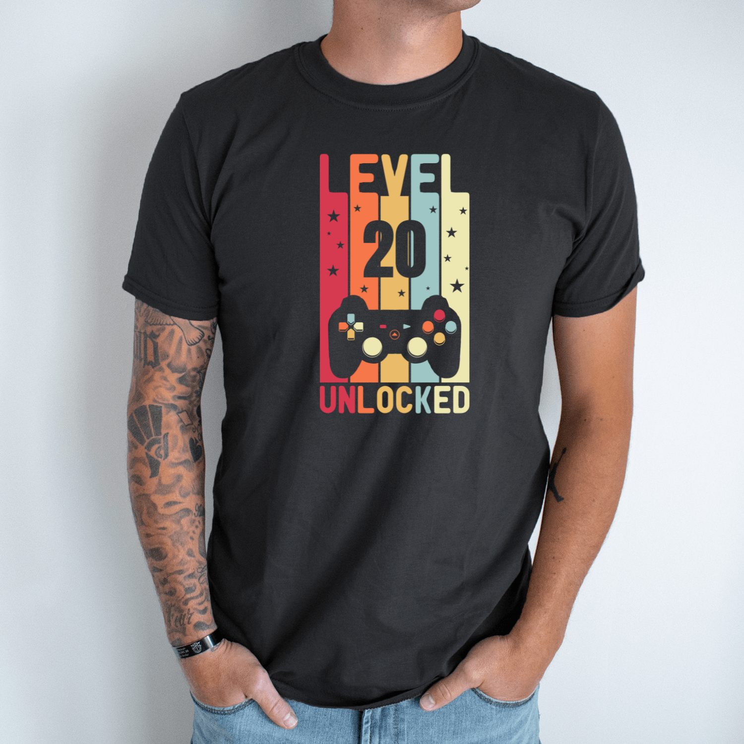 Unisex marškinėliai su spauda „Level 20 Unlocked“ - Image 6